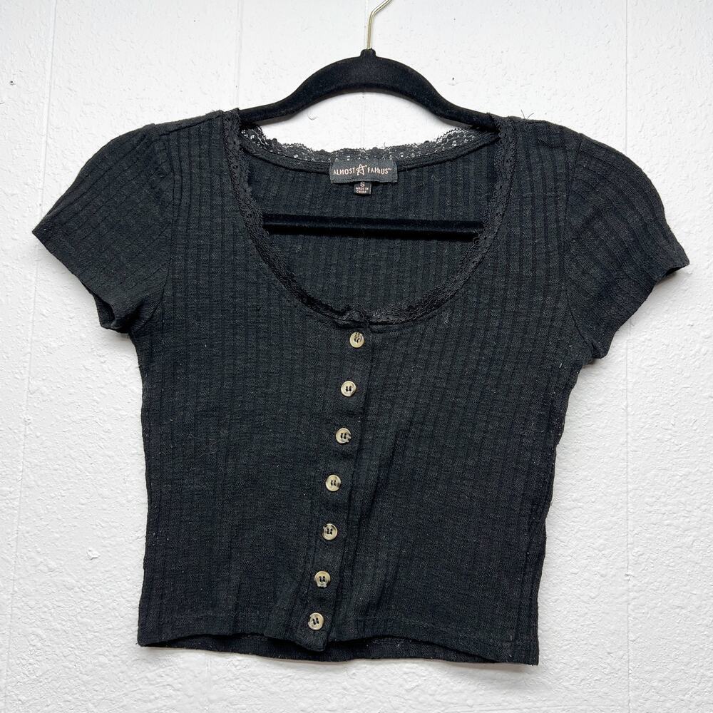 Almost Famous Y2K Cropped Top Womens Small Dark Fairy Whimsigoth Grunge Coquette - Picture 2 of 9